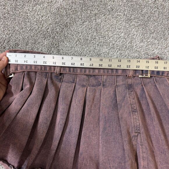 Fashion Nova Skirt Womens XL Pink Denim Pleated Mini Belted Raw Hem Micro Grunge - Picture 10 of 11